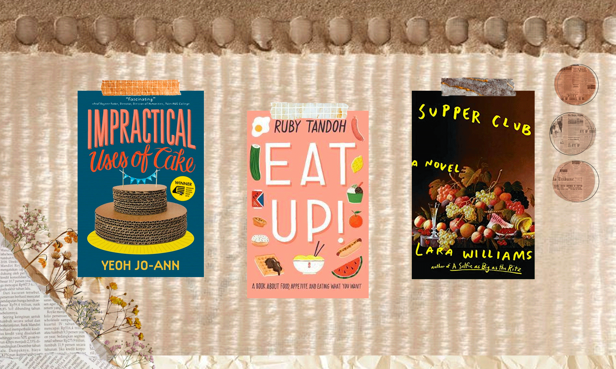 Best food books: Impractical Uses of Cake by Yeoh Jo-Ann, Eat Up by Ruby Tandoh, Breast and Eggs and Ms Ice Sandwich by Mieko Kawakami, Supper Club by Lara Williams and Braised Pork by An Yu - WILDCHILD SG