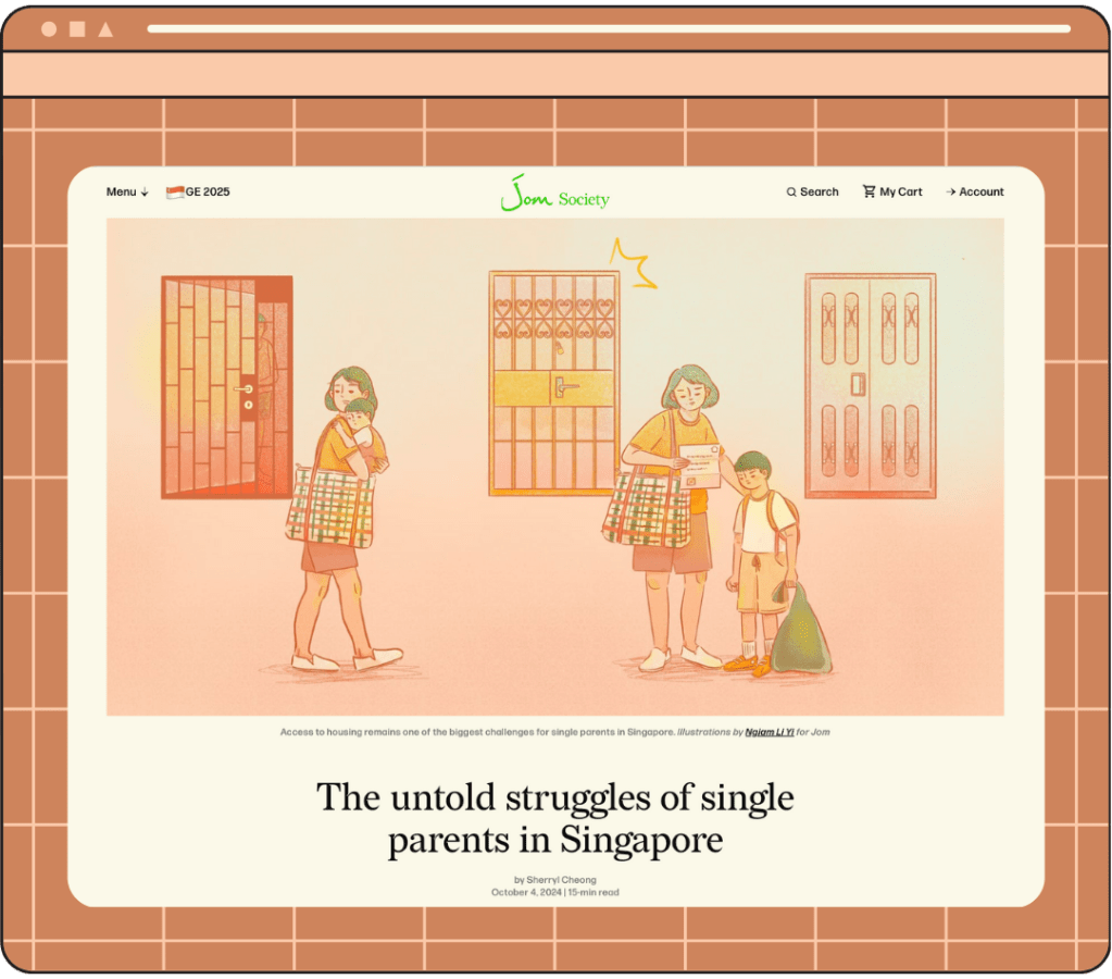 Screenshot of The untold struggles of single parents in Singapore on Jom Media - WILDCHILD.SG